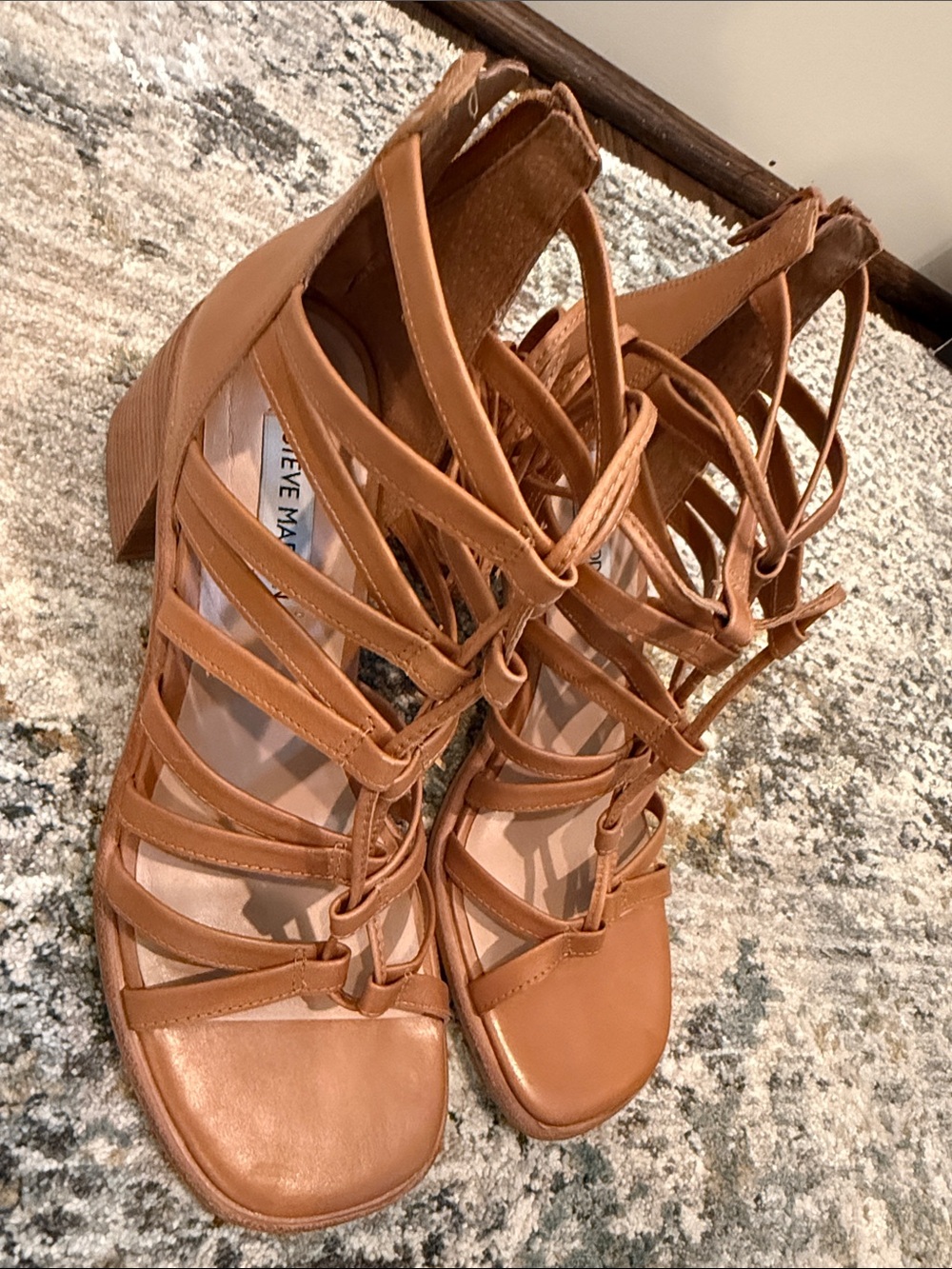 Steve Madden Cognac Strappy Block Heel Sandals
